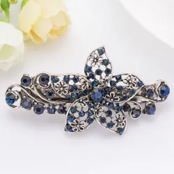 Niebieski kryształowy kwiat - elegancka spinka do włosówSpinki Do Włosów