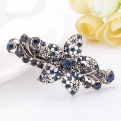 Niebieski kryształowy kwiat - elegancka spinka do włosówSpinki Do Włosów