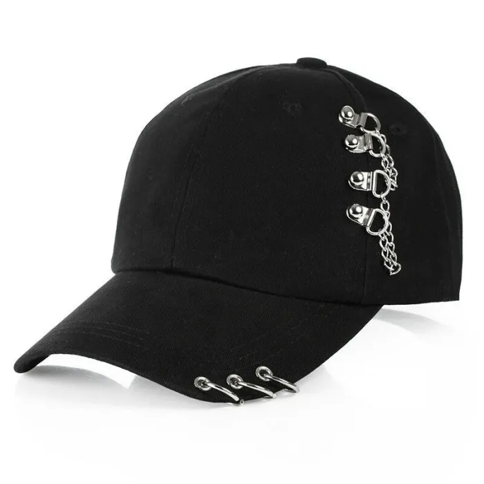 Boné de beisebol com argolas de metal - unissex