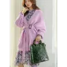 Elegant skuldertaske i læder - trykte blomster