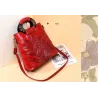 Elegant skuldertaske i læder - trykte blomster