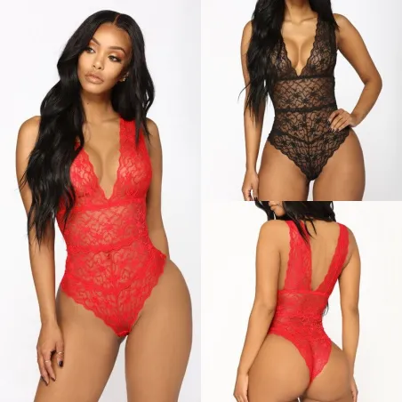 Seksikäs pitsibody - hihaton - g-string