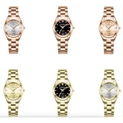 CHRONOS - relógio de quartzo dourado de luxo - aço inoxidável
