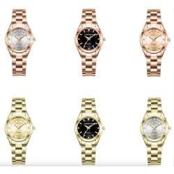 RelojesCHRONOS - reloj de cuarzo dorado de lujo - acero inoxidable