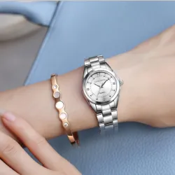CHRONOS - luksuriøst sølv Quartz-klokke - rustfritt stål
