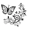 Sticker déco voiture - papillon / fleurs