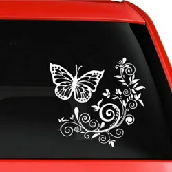 Decoratieve autosticker - vlinder / bloemenStickers