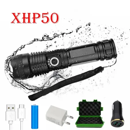 Z20 - XHP50 - 18650 akku - LED-taskulamppu - zoom - USB - vedenpitävä