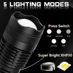 LinternasZ20 - XHP50 - batería 18650 - linterna LED - zoom - USB - resistente al agua