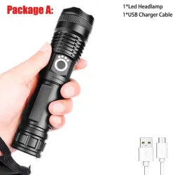 Z20 - XHP50 - 18650 batteri - LED lommelykt - zoom - USB - vanntett