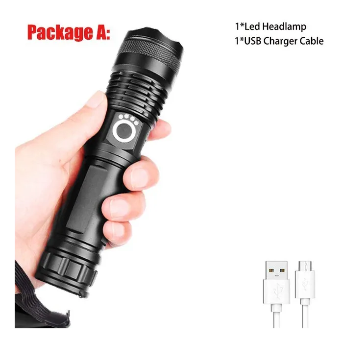 Z20 - XHP50 - 18650 battery - LED flashlight - zoom - USB - waterproofTorches