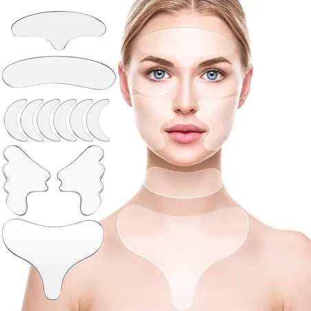 Silicone face stickers - reusable - wrinkle removal / lifting - 11 piecesSkin