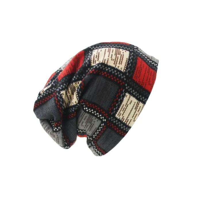 2 in 1 - Wintermütze / Schal - kariertes Design - Unisex