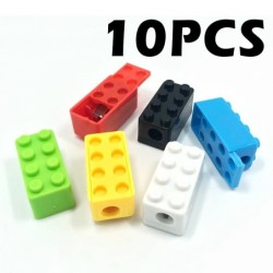 Afia-lápis em forma de bloco de construção - plástico - 10 unidades
