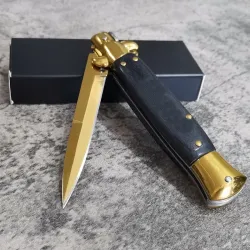 Sammenleggbar lommekniv - stålblad - trehåndtak