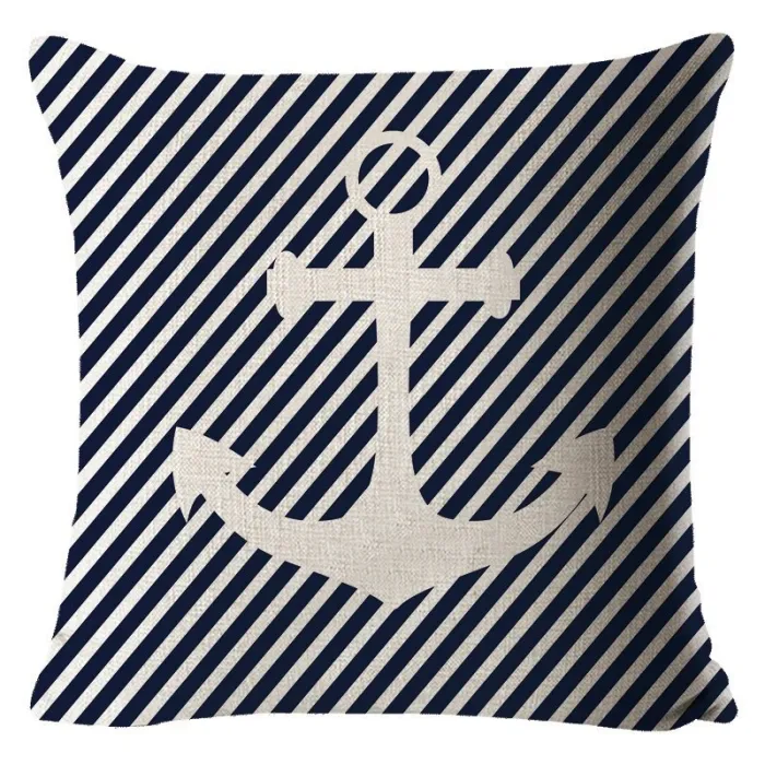 Fodera per cuscino decorativa blu - oceano / barca / timone - 40 cm * 40 cm
