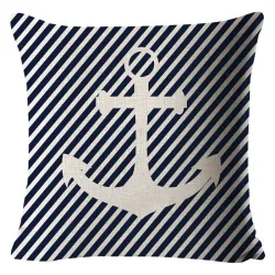Fodera per cuscino decorativa blu - oceano / barca / timone - 50 cm * 50 cm