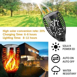 Lampe solaire LED - torche à lumière scintillante - étanche