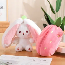 Peluche coniglio bianco - cuscino con cerniera - giocattolo