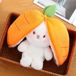 Peluche lapin blanc - coussin avec fermeture éclair - jouet