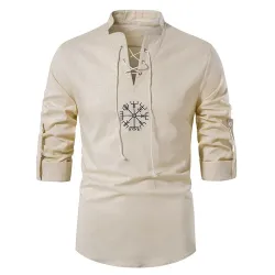 Camicia in cotone a maniche lunghe - con collo in piedi