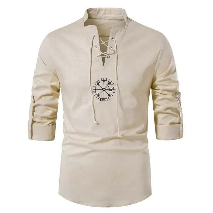 Camicia in cotone a maniche lunghe - con collo in piedi