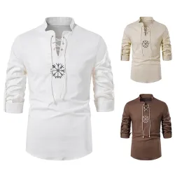Camicia in cotone a maniche lunghe - con collo in piedi