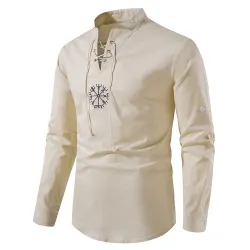 Camicia in cotone a maniche lunghe - con collo in piedi