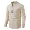 Camicia in cotone a maniche lunghe - con collo in piedi
