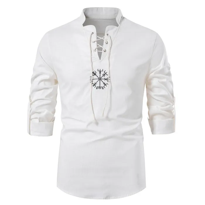 Long sleeve cotton shirt - with stand-up collarT-shirts