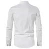 Long sleeve cotton shirt - with stand-up collarT-shirts