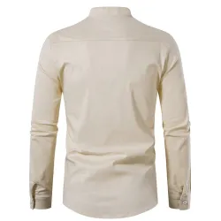 Camicia in cotone a maniche lunghe - con collo in piedi