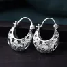 Fleurs évidées vintage - boucles d'oreilles créoles en argent