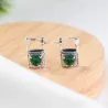 Fermoir argent / coeur cristal vert - boucles d'oreilles argent