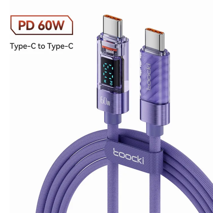 USB C till typ C-kabel - snabbladdning - dataöverföring - med LCD-skärm - 60W / 100W