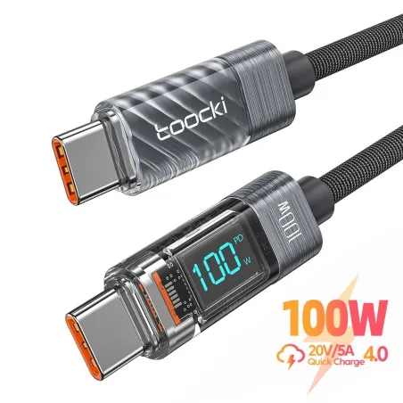 Cabo USB C para tipo C - carregamento rápido - transmissão de dados - com display LCD - 60W / 100W