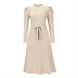VestidosVestido de punto elegante - manga larga - cinturón