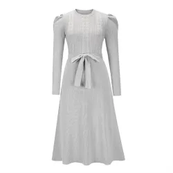 VestidosVestido de punto elegante - manga larga - cinturón