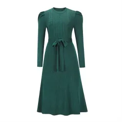 VestidosVestido de punto elegante - manga larga - cinturón