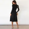 Elegant strikket kjole - lange ermer - midjebelte