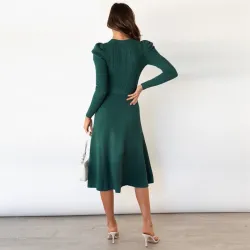 VestidosVestido de punto elegante - manga larga - cinturón