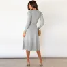 Elegant strikket kjole - lange ermer - midjebelte