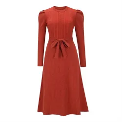 VestidosVestido de punto elegante - manga larga - cinturón