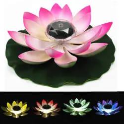 Flor movida a energia solar - forma de lótus - LED - fonte / lagoa decoração flutuante