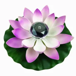 Solcelledrevet blomst - lotus form - LED - springvand / dam flydende dekoration