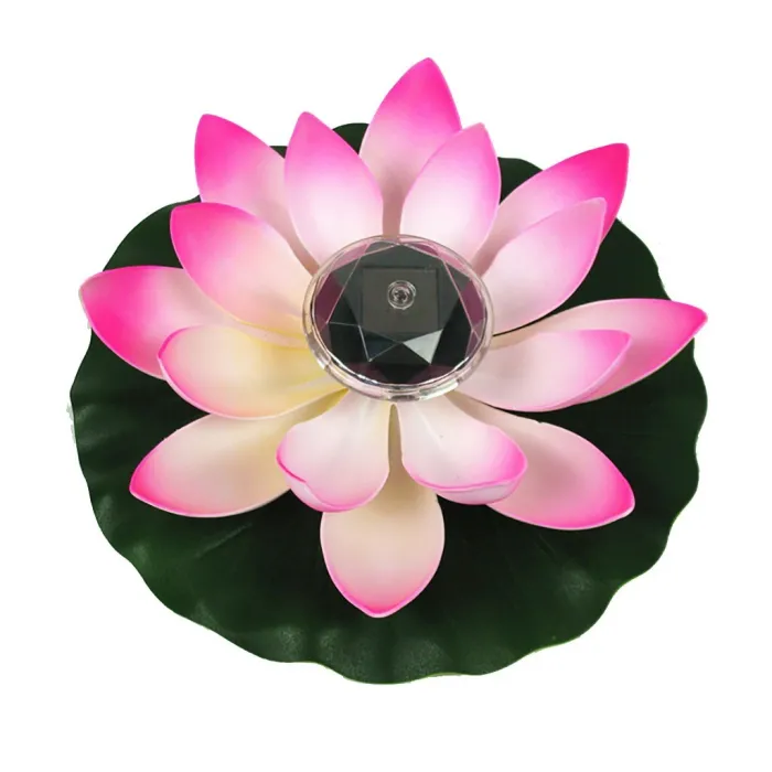 Solcelledrevet blomst - lotus form - LED - springvand / dam flydende dekoration