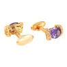 Golden cufflinks - with purple crystalCufflinks