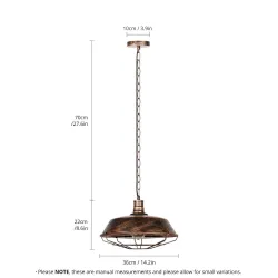 Vintage taklampe - med metallskjerm - 110 - 220V - E27