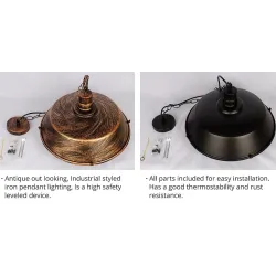 Plafoniera vintage - con paralume in metallo - 110 - 220V - E27