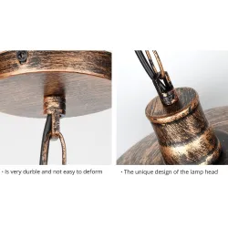 Vintage taklampe - med metallskjerm - 110 - 220V - E27